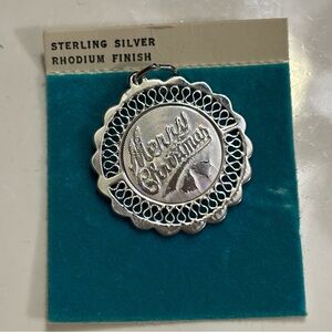 Vintage Crea Sterling Silver Charm/Pendant • “Merry Christmas ”